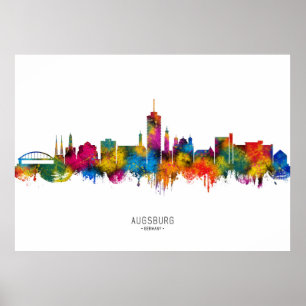 Augsburg Germany Skyline Poster