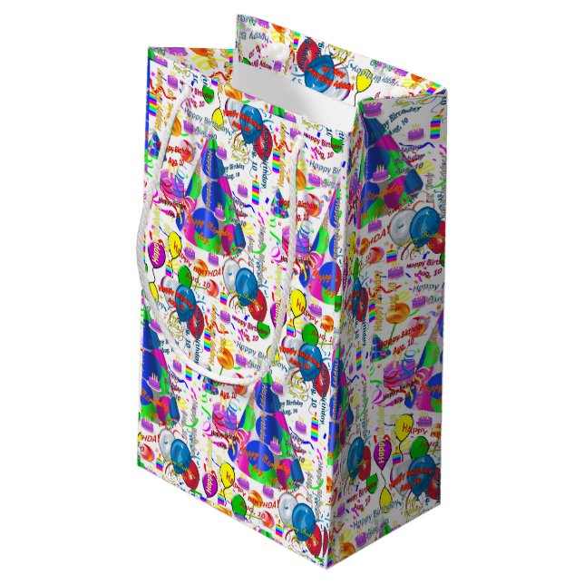 August, 10 Birthday Gift Bag (Back Angled)