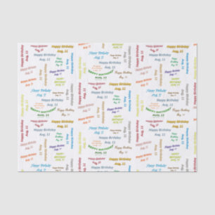 August, 11 Birthday Tissue Paper