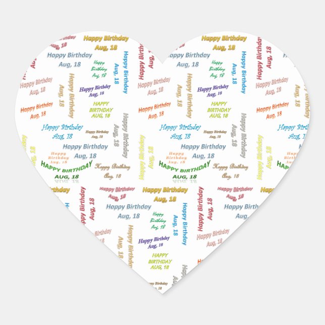 August, 18 Birthday Sticker (Front)