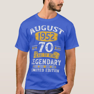 August 1952 70 Years Old Gift For Men Vintage 70th T-Shirt