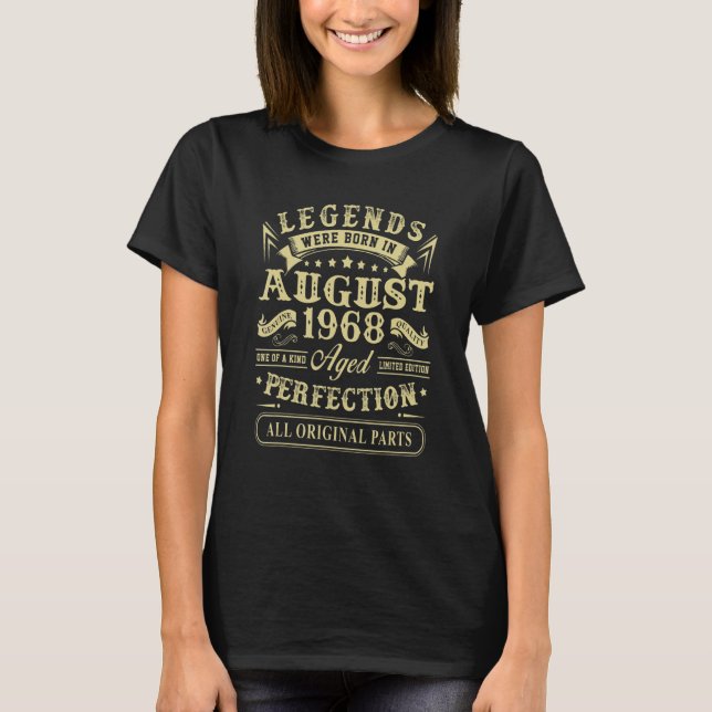 August 1968 54th Birthday  54 Year Old Men Women 2 T-Shirt (Front)
