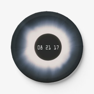 August 2017 Total Solar Eclipse in Black and White Paper Plate