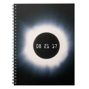 August 2017 Total Solar Eclipse in Black and White Spiral Notebook