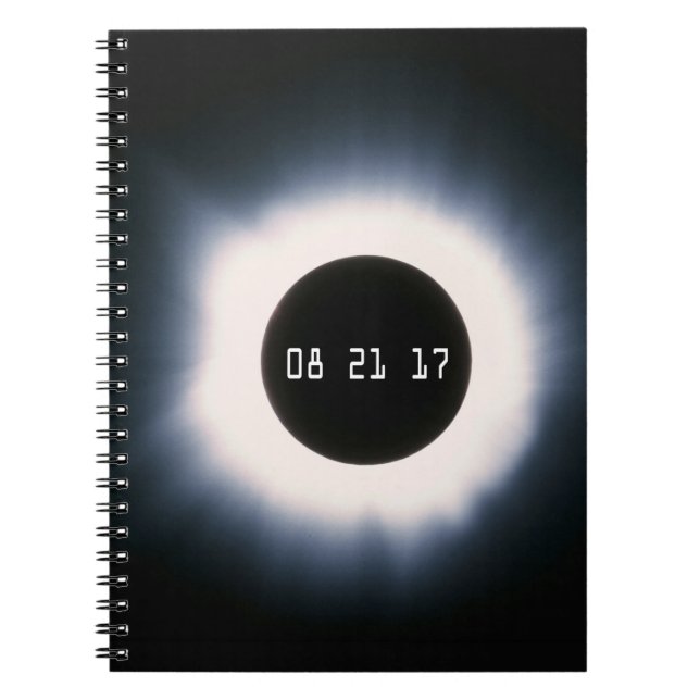 August 2017 Total Solar Eclipse in Black and White Spiral Notebook (Front)