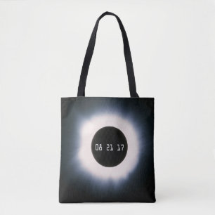 August 2017 Total Solar Eclipse in Black and White Tote Bag