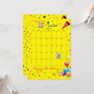 August 2022 Calendar Happy Birthday Invitation 