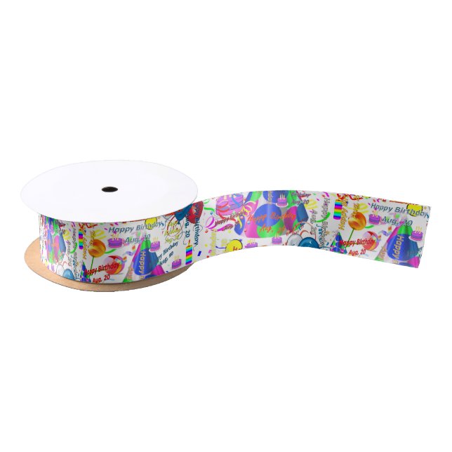 August, 20 Birthday Ribbon Satin Ribbon (Spool)