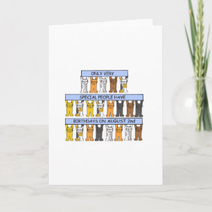 August 2nd Birthday, Cartoon Cats. Card