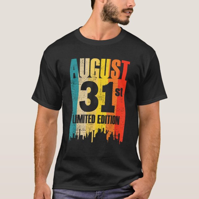 August 31 Limited Edition Month 8 31st Day Retro V T-Shirt (Front)