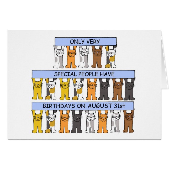 August 31st Birthday Cute Cartoon Cats (Front Horizontal)
