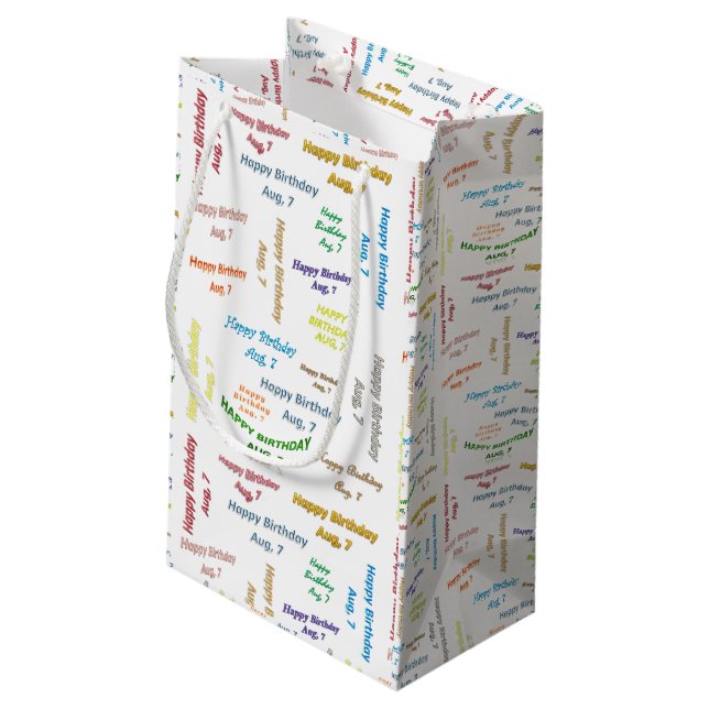 August, 7 Birthday Gift Bag (Back Angled)