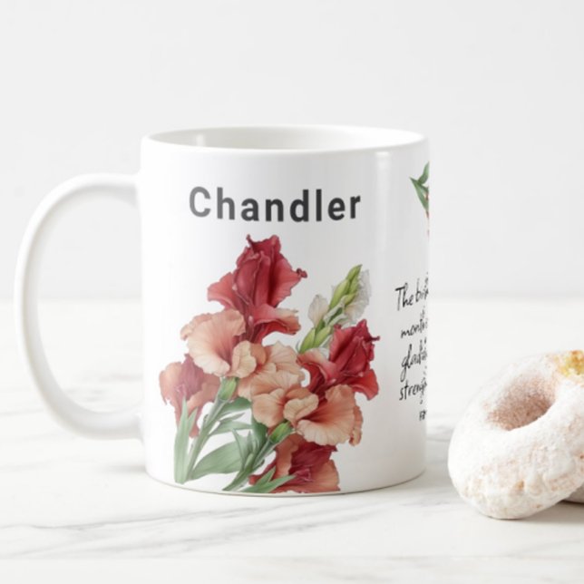 August Birth Flower Gladiolus Add Name Coffee Mug (Creator Uploaded)