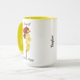 August Birth Flower Gladiolus and Poppy Mug