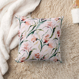 August Birth Flower Gladiolus Watercolor Pattern Cushion