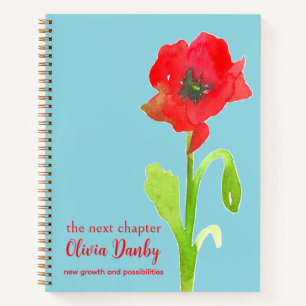August Birth Flower Journal Red Poppy Flower
