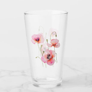 August birth flower NO LETTERING DOUBLE FLOWERS Glass