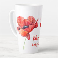 August birth flower Red poppy Watercolor