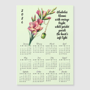 August Birth Flower & Stone Calendar 