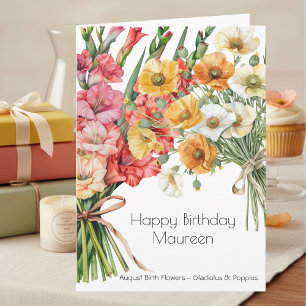 August Birth Flowers August Happy Birthday Card