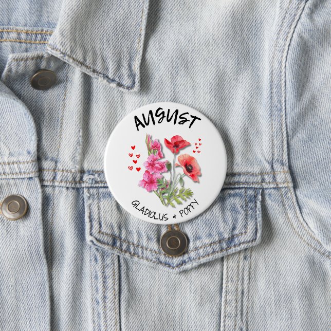 AUGUST Birth Month Flower 7.5 Cm Round Badge (In Situ)