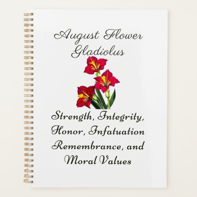 August Birth Month Flower Gladiolus Birth Gift Planner (Front)