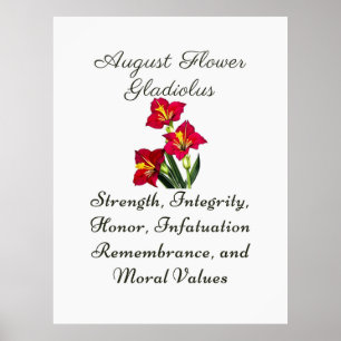 August Birth Month Flower Gladiolus Birth Gift Poster