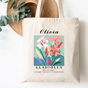 August Birth Month Flower Gladiolus Retro Art Tote Bag