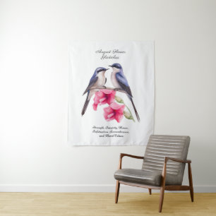 August Birth Month Flower Gladiolus with Birds Tapestry