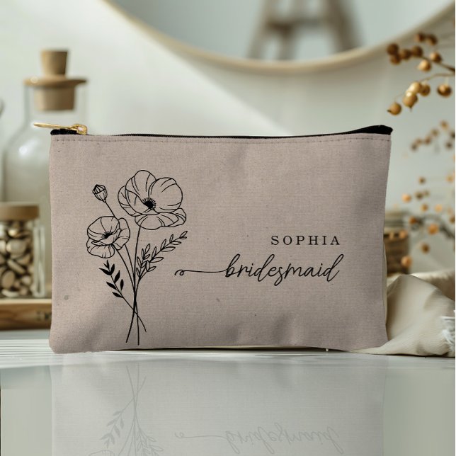 August Birth Month Flower Personalised Bridesmaid Accessory Pouch (Creator Uploaded)