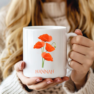 August Birth Month Flower Red Poppies Coffee Mug
