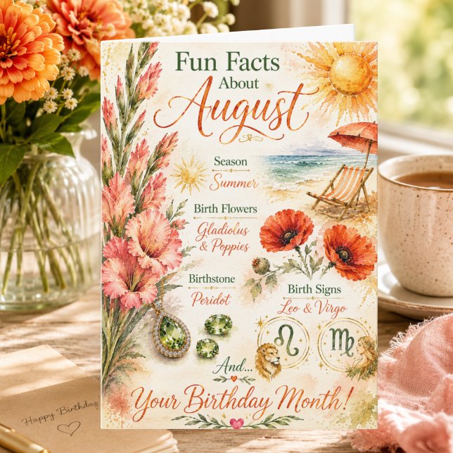 August Birthday Card Fun Facts About August (Creator Uploaded)