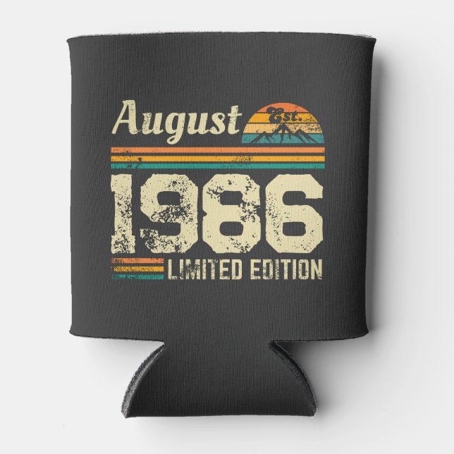 August Birthday Custom Year Can Cooler (Front)