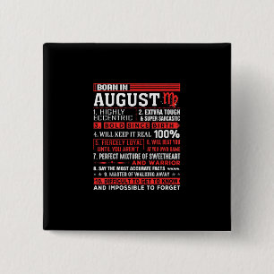 August Birthday Gifts - Born In August Virgo 15 Cm Square Badge