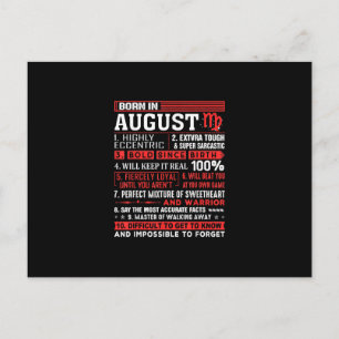 August Birthday Gifts - Born In August Virgo Announcement Postcard
