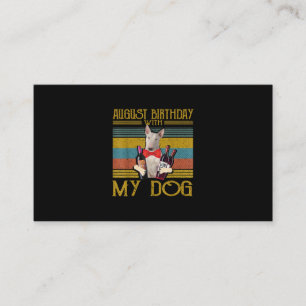 August Birthday With My Bull Terrier Dog 2020 Business Card