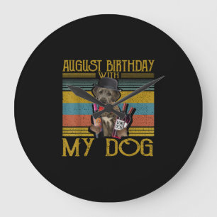 August Birthday With My Irish Wolfhound Dog 2020 Large Clock
