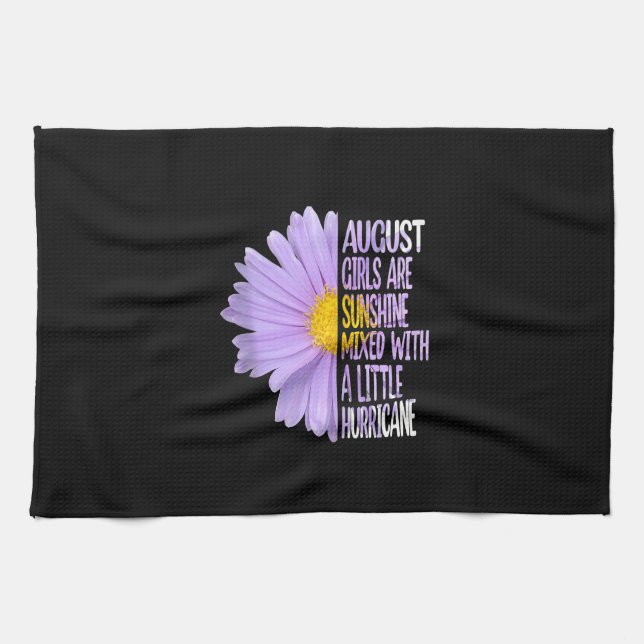 August Birthday Womens Gift Funny Daisy Aster Gift Tea Towel (Horizontal)