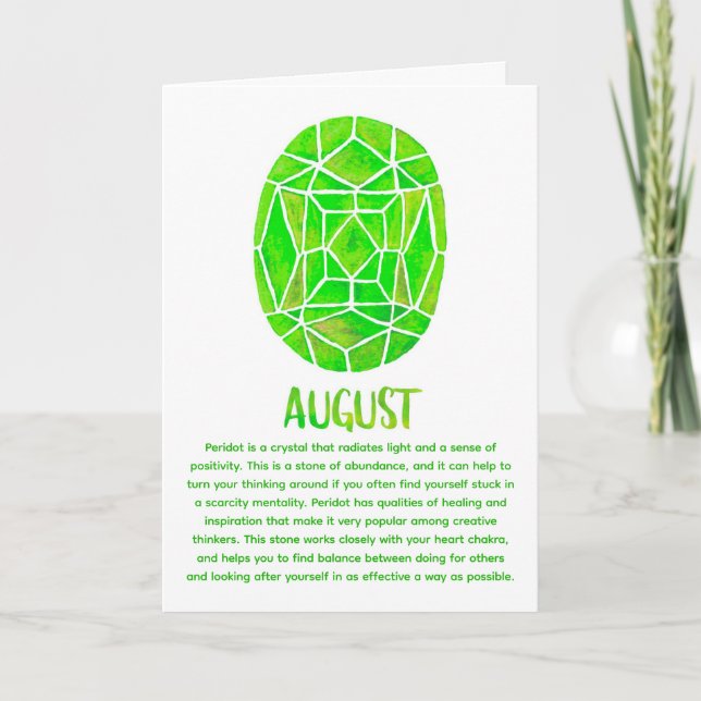 August Birthstone Peridot Birthday Watercolor Card (Front)