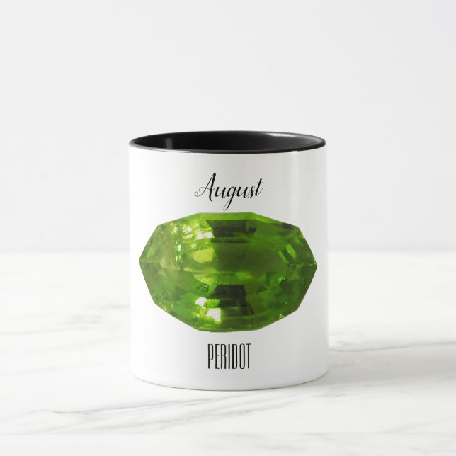 August Birthstone Peridot Gemstone Art Mug (Center)