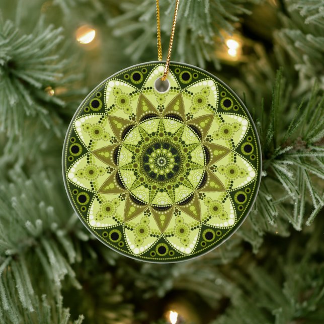 August Birthstone Peridot Mandala Ornament (Tree)
