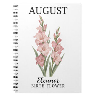 August Blush Gladiolus Botanical Birth Flower Notebook