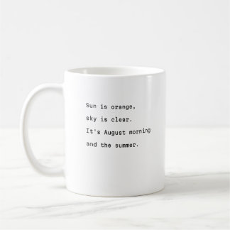 august coffee mug typography poetic sky is clear