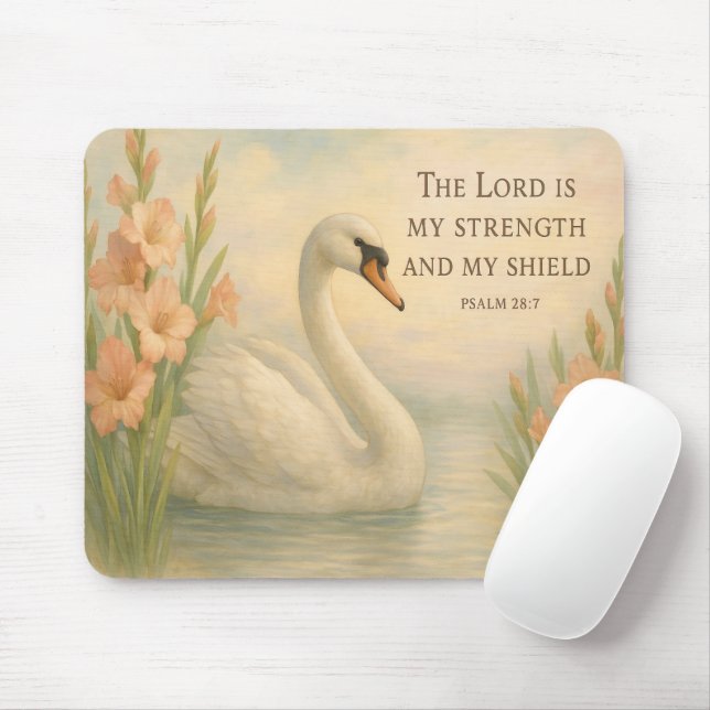 August Elegant Swans Christian Inspirational  Mouse Pad (With Mouse)