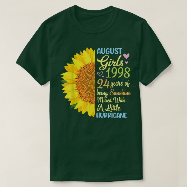 August Girls 1998 24 Years Of Being Sunshine Mied  T-Shirt (Design Front)