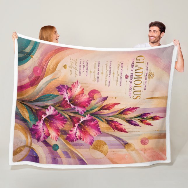 August Gladiolus Birth Flower Energy Frequencies Fleece Blanket (In Situ)