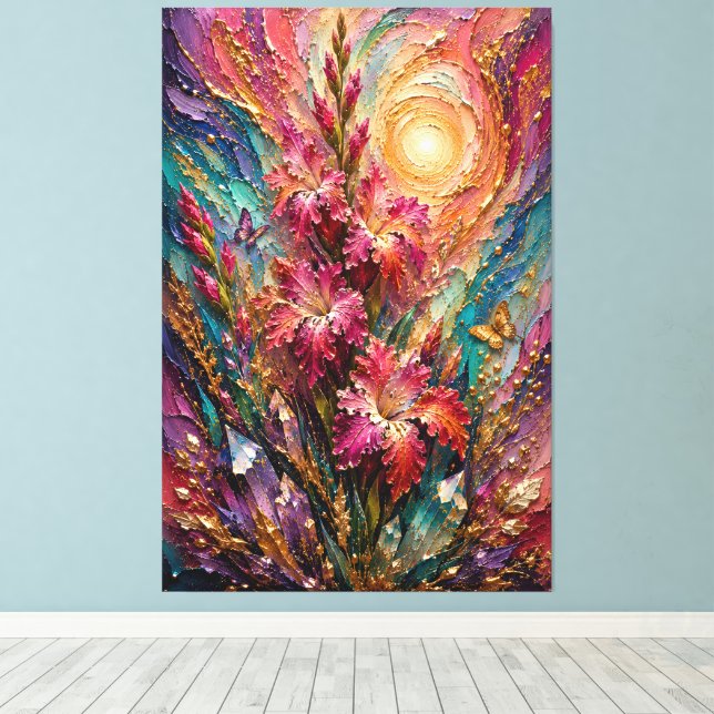 August Gladiolus Frequency of Courage™ Energy Wall Canvas Print (Insitu(Wood Floor))