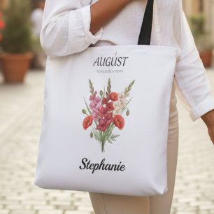 August Gladiolus Poppy Birth Month Floral Tote Bag