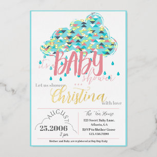 August Gold Foil Modern Baby Shower Invitation