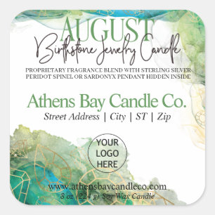 August Hidden Jewellery Candle Product Label